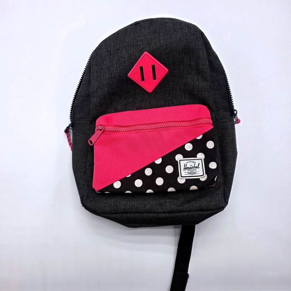 Herschel Supply Co Heritage Kids Backpack Grey Pink Polka Dot Mini Bag